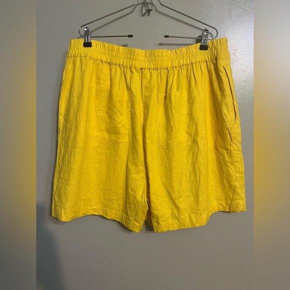 Universal Standard Womens Plus Yellow Linen Blend Pull On Shorts Size M NWT - Picture 5 of 13